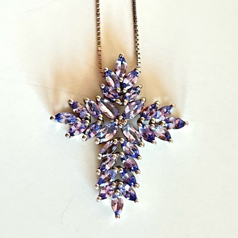 Lavender Crystal Cross Necklace